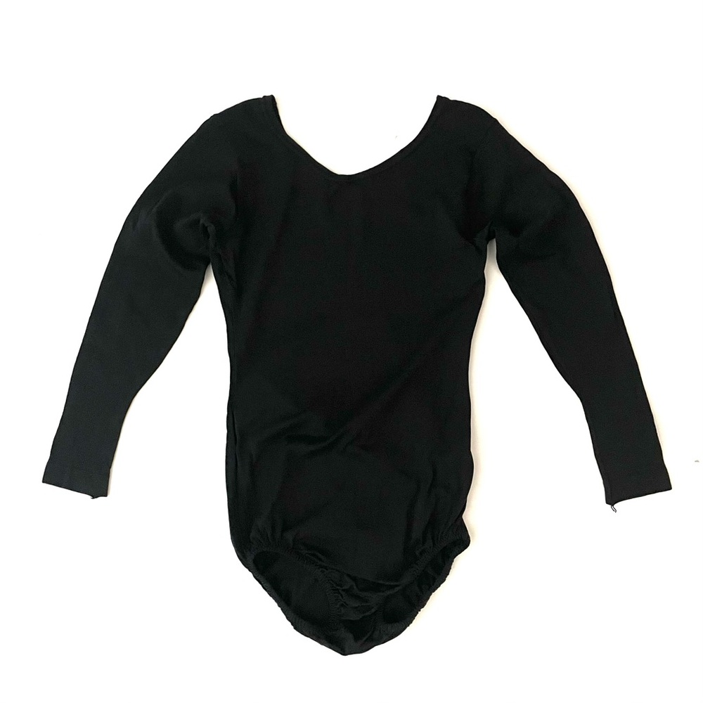 VTG 60s SELVA Black Long Sleeve Leotard Bodysuit Adult Medium Mod Beatnik MINT